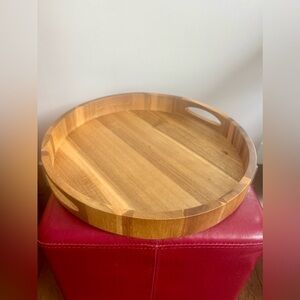 Round Acacia Tray with Handles